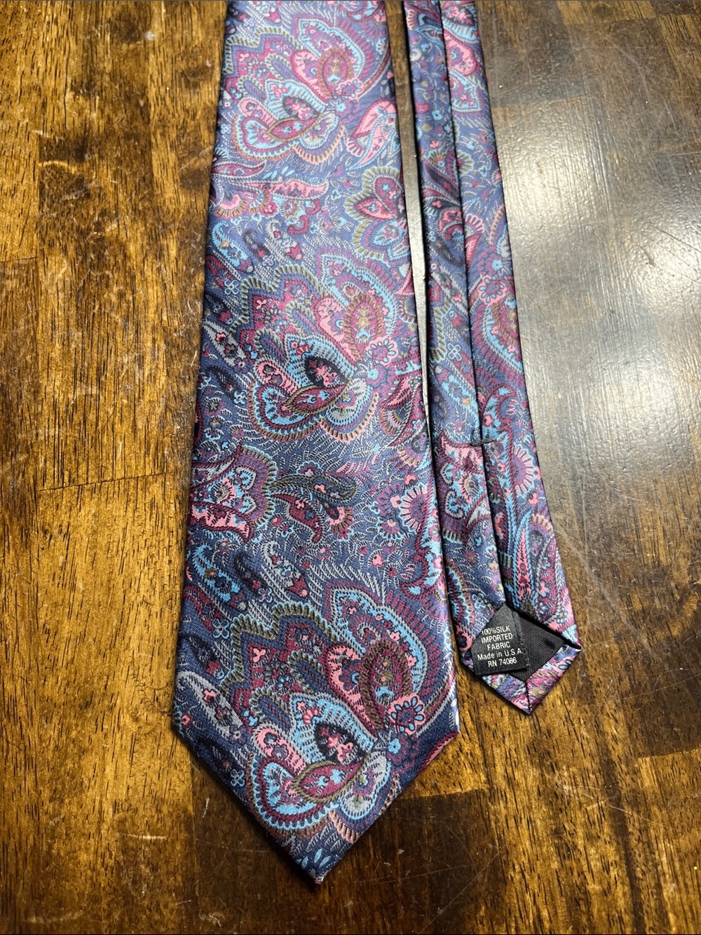 Paisley Silk-Blend Tie in Blue and Pink